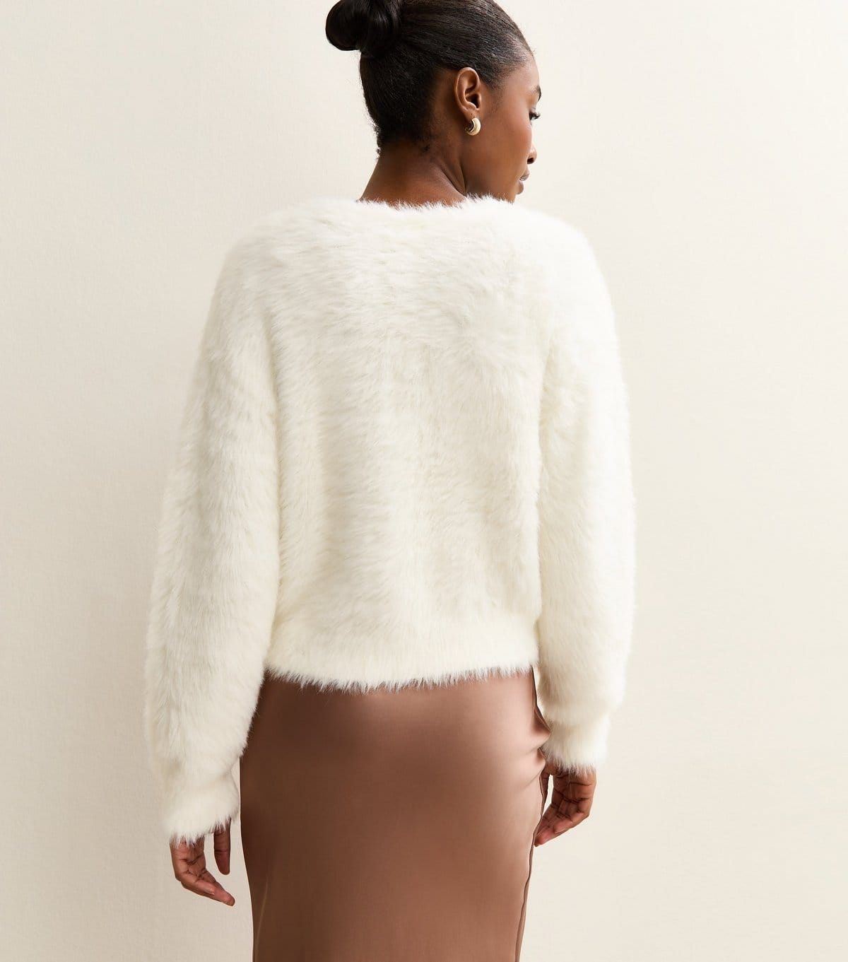 New Look Women's Cream Super Fluffy Button Up Cardigan New Look - 4