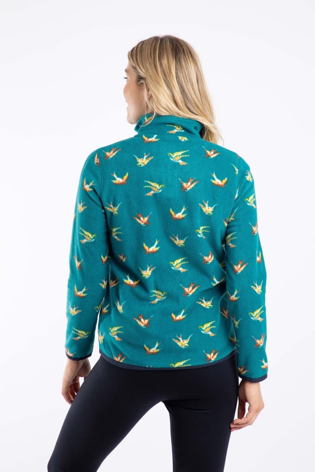 Weird Fish Weird Fish Women's Reena 1/4 Zip Printed Microfleece in Turquoise - 3