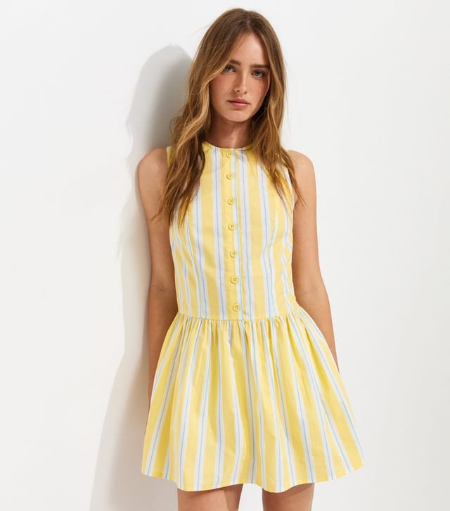 New Look Women's Yellow Striped Poplin Mini Dress New Look - 2