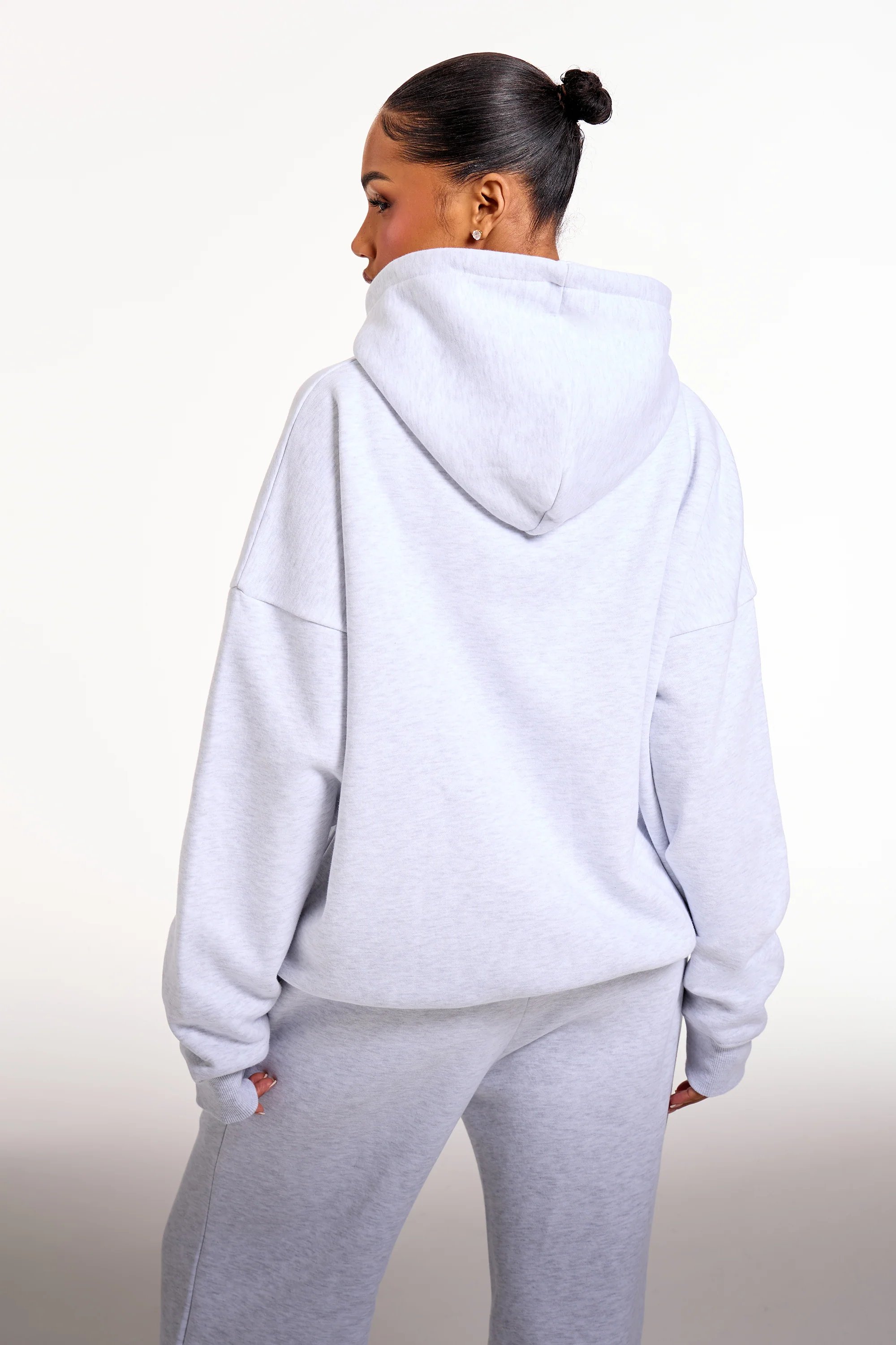Kaiia Kaiia Chrome Logo Oversized Hoodie Grey Melange - 4