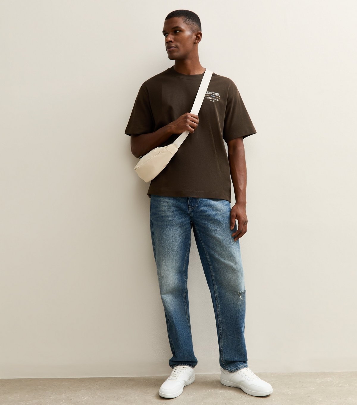 jack & jones Men's Dark Brown Ess Wrd Print T-Shirt Jack & Jones New Look - 4