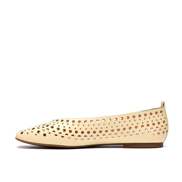 Clarks Clarks Women's Befana Perf Yellow Leather Slip Ons, Ballet Pumps - 2