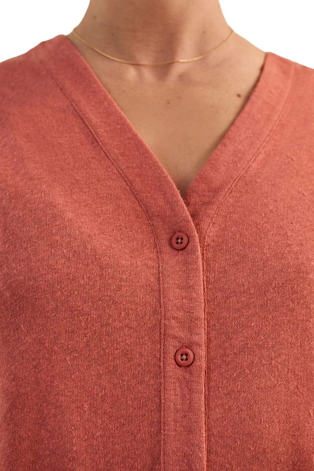 Celtic & Co Celtic & Co Women's Button Through Top in Light Red - 3