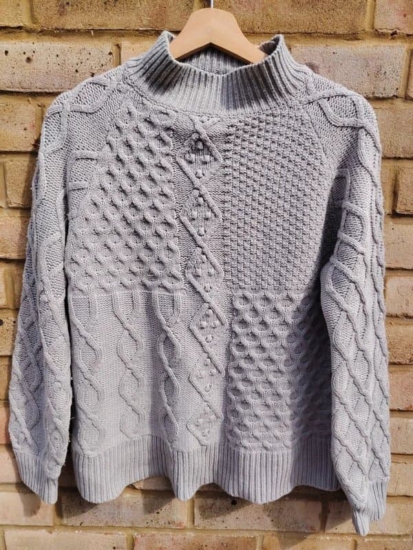 Dorothy Perkins Petite Grey Chunky Cable Knit Jumper Dorothy Perkins Petite UK M Cozy Autumn Sweater Textured Knit  UK M