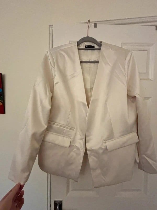 ASOS Design Cream Satin Blazer