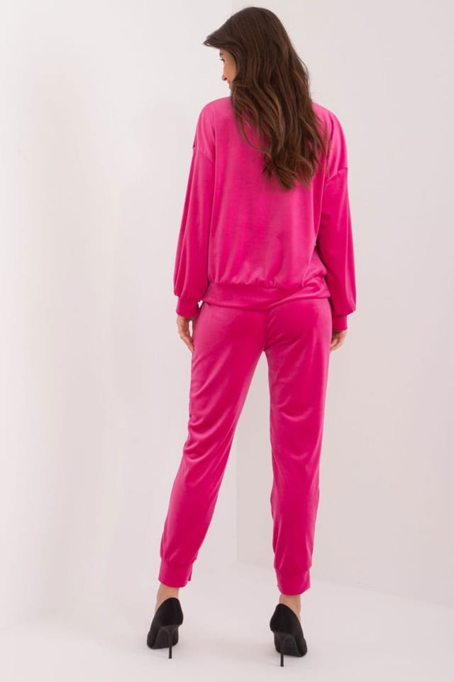 Love Lace Love Lace Women's Velour Bow Front Sweatshirt & Pants Set in Fuchsia - 3