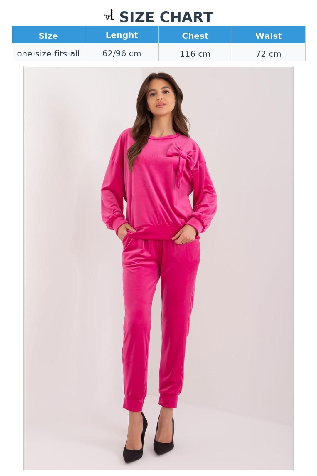 Love Lace Love Lace Women's Velour Bow Front Sweatshirt & Pants Set in Fuchsia - 4