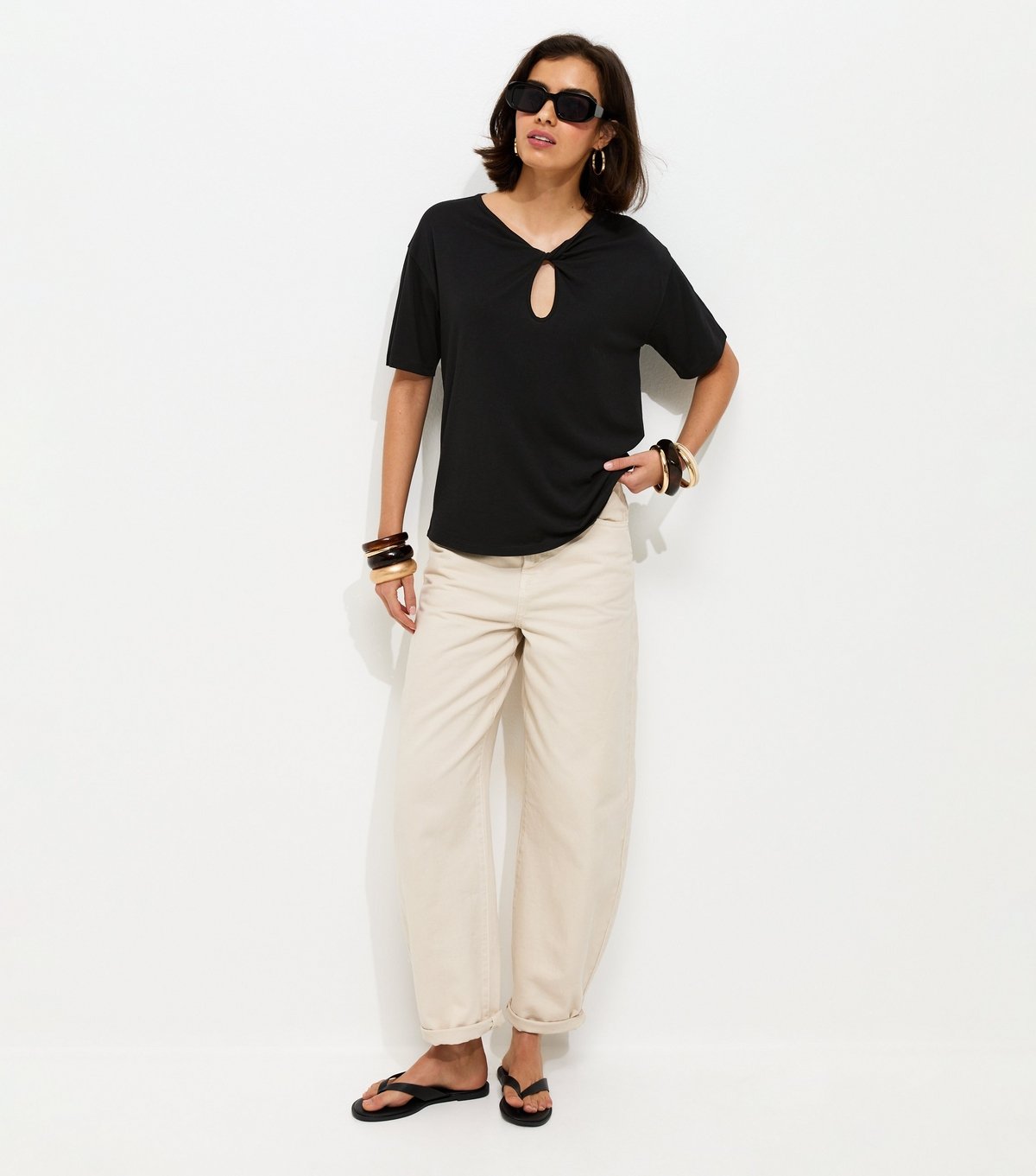 New Look Women's Black Twisted Keyhole T-Shirt New Look - 3