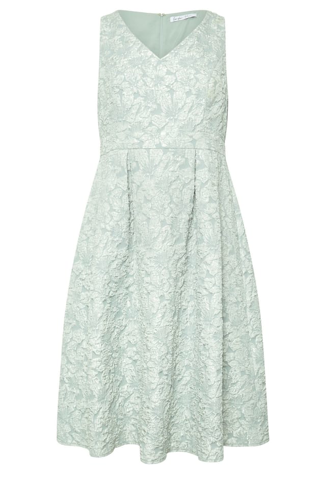 Yours Yours Women's Floral Jacquard Skater Dress in Light Green - 2