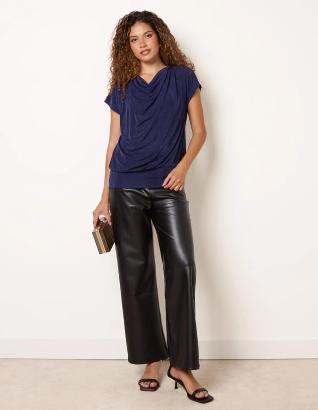 Blue Vanilla Draped Cowl Neck Deep Hem Top - 3