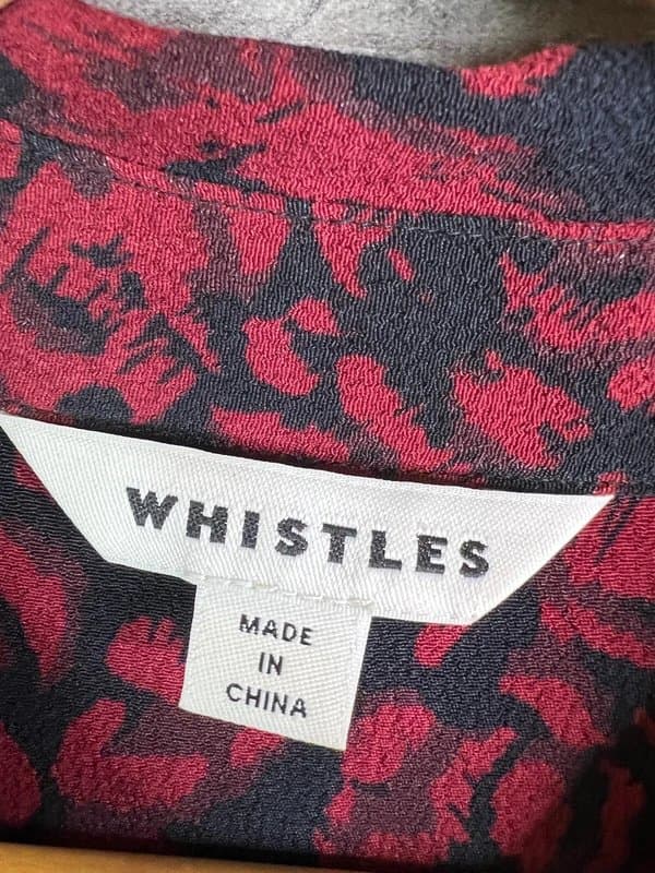 Whistles Whistles Midi Shirt Dress Size UK 12 Red Black Leopard Jungle Cat Print Utility