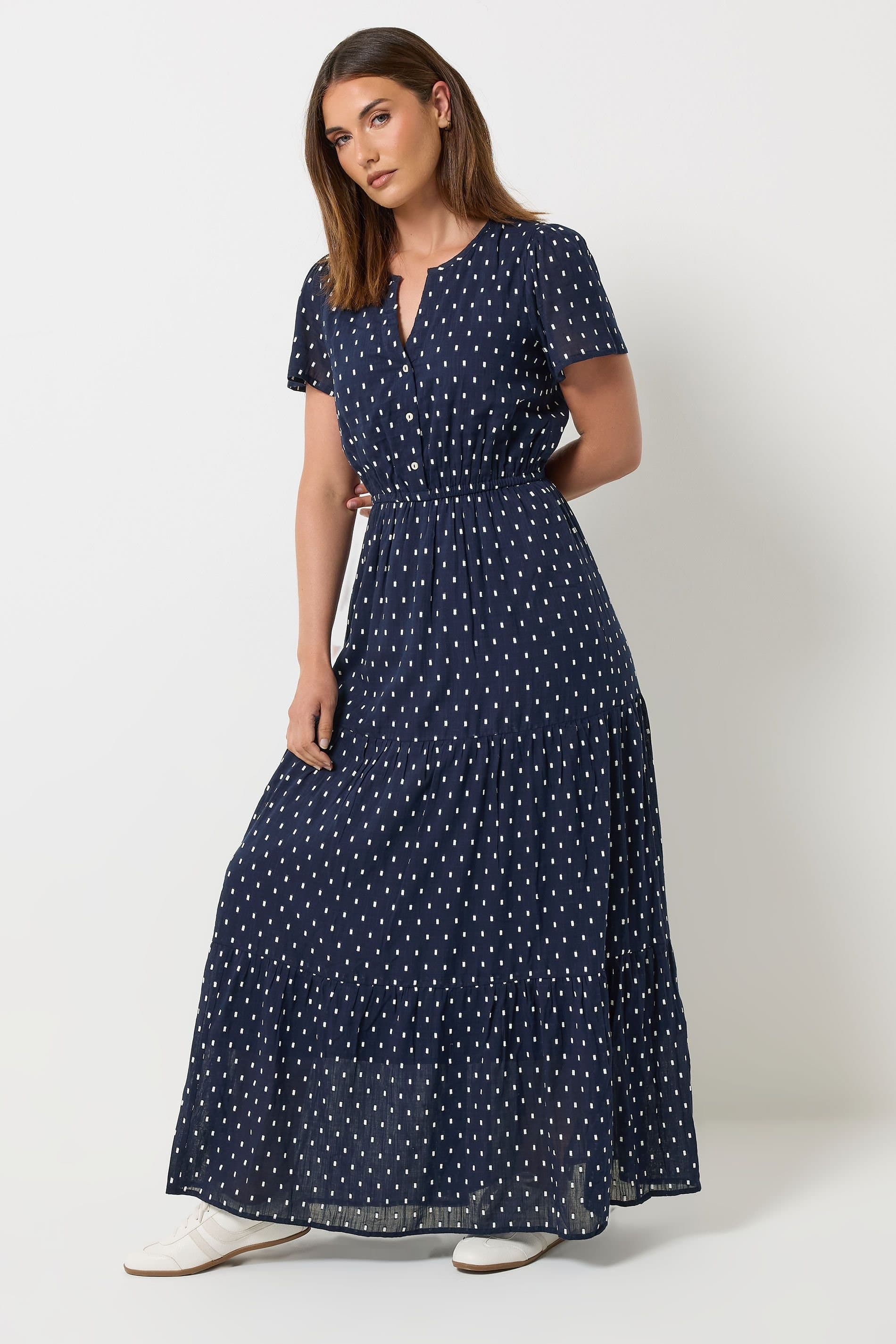 Long Tall Sally Long Tall Sally Women's Tall Spot Tiered Maxi Dress in Dark Navy