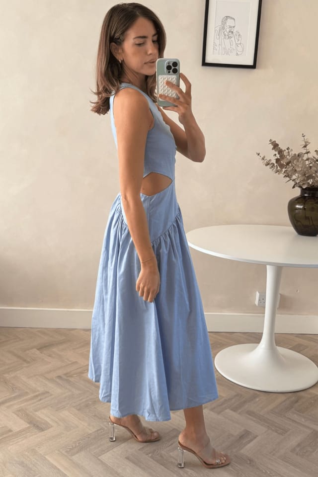 Style Cheat Style Cheat Women's Jasmine Cut Out One Shoulder Dress in Blue - 2