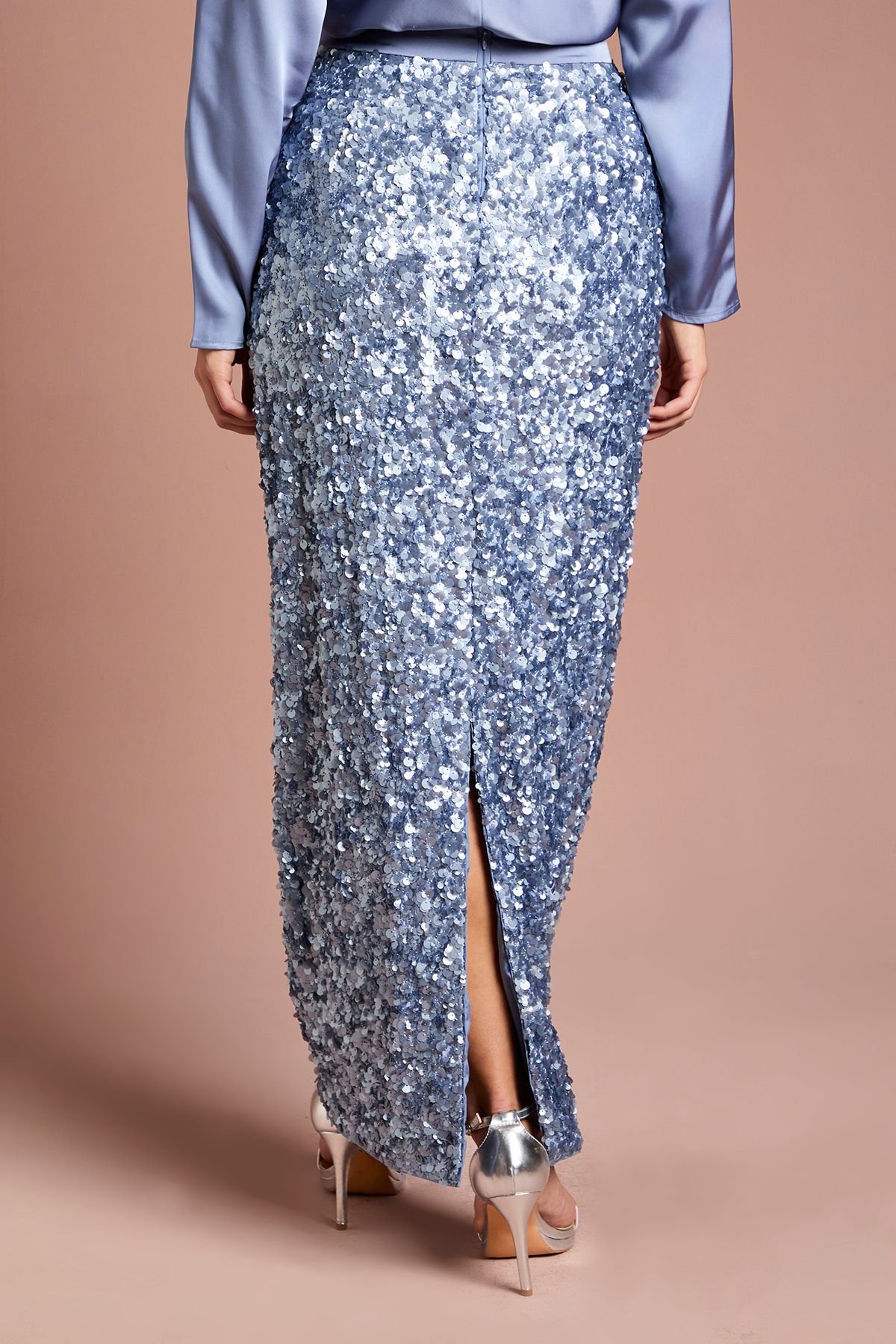 Coast Coast Women's Sequin Column Maxi Skirt in Blue - 3