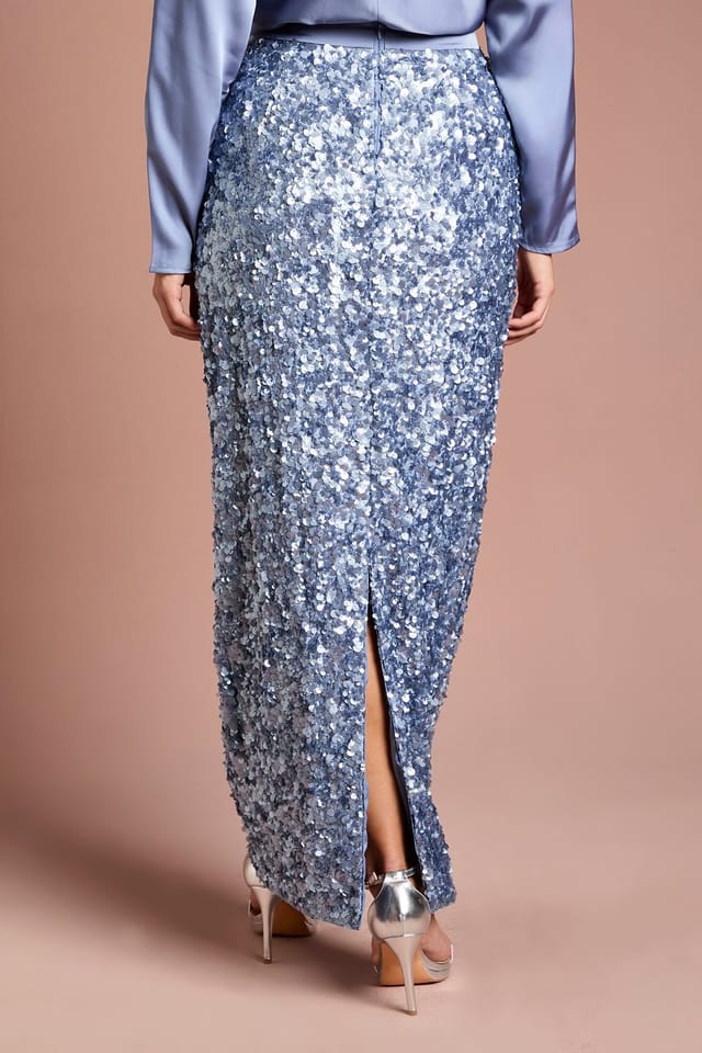 Coast Coast Women's Sequin Column Maxi Skirt in Blue - 3