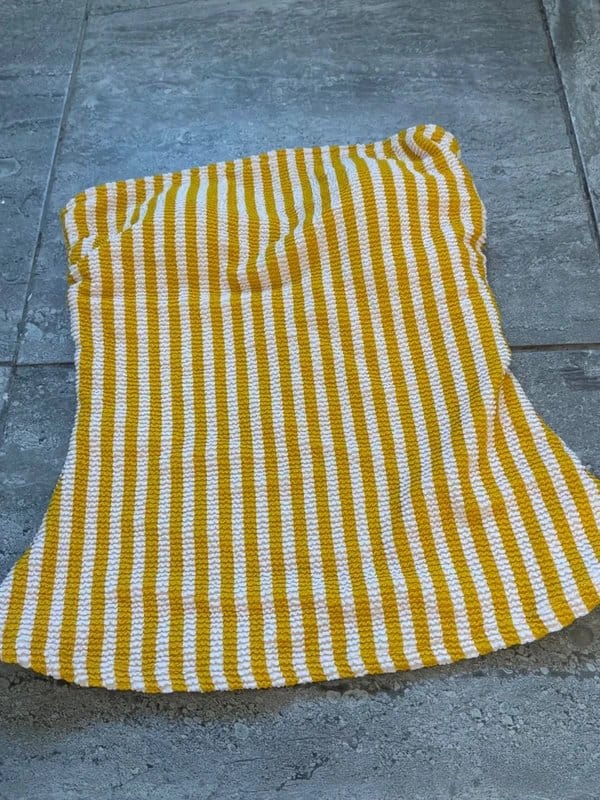 unbranded Yellow white striped padded from swimwear bikini top size M - 1