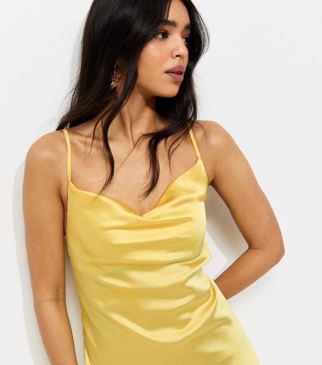 New Look Women's Light Yellow Satin Slip Dress New Look - 2