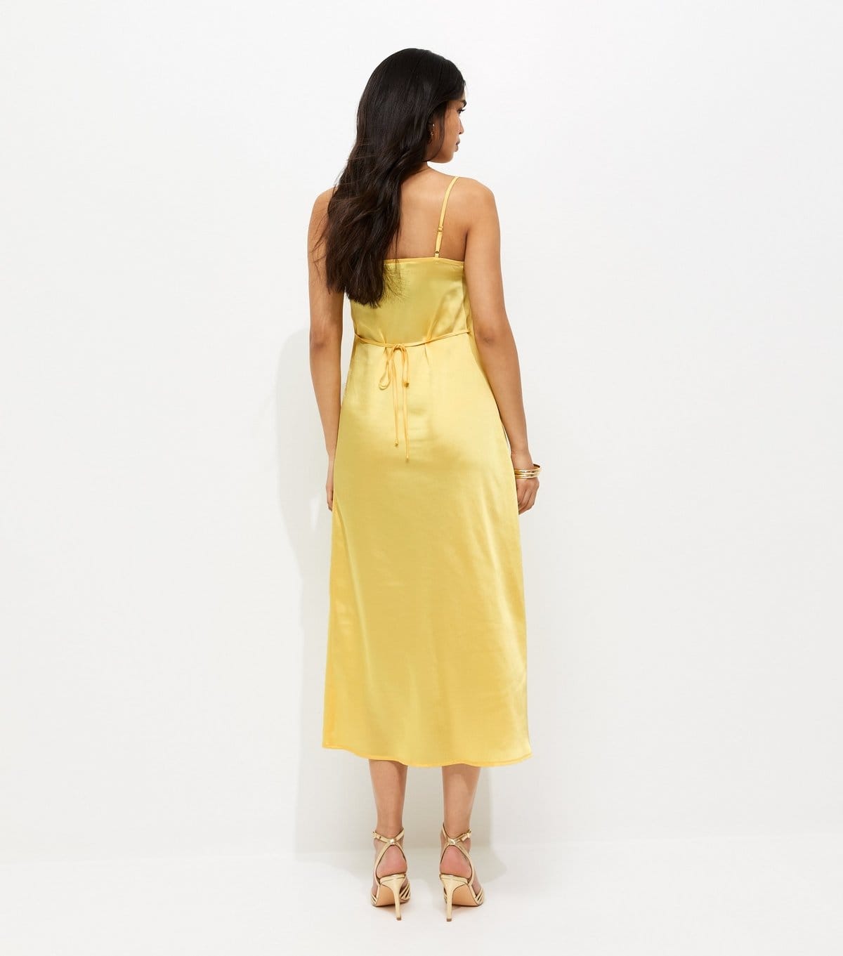 New Look Women's Light Yellow Satin Slip Dress New Look - 4