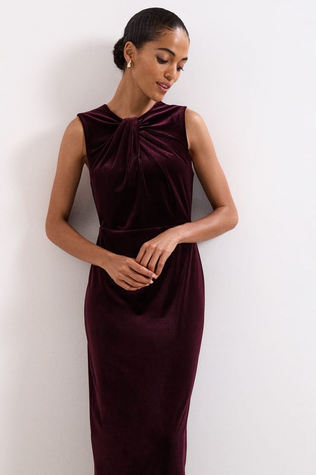 Phase Eight Phase Eight Women's Ava Velvet Twist Maxi Dress in Wine - 3