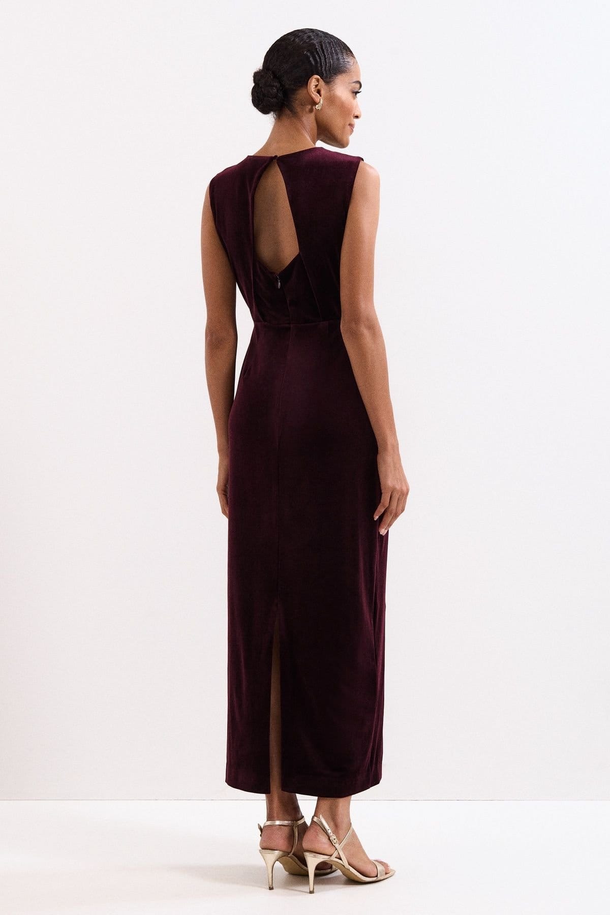 Phase Eight Phase Eight Women's Ava Velvet Twist Maxi Dress in Wine - 4