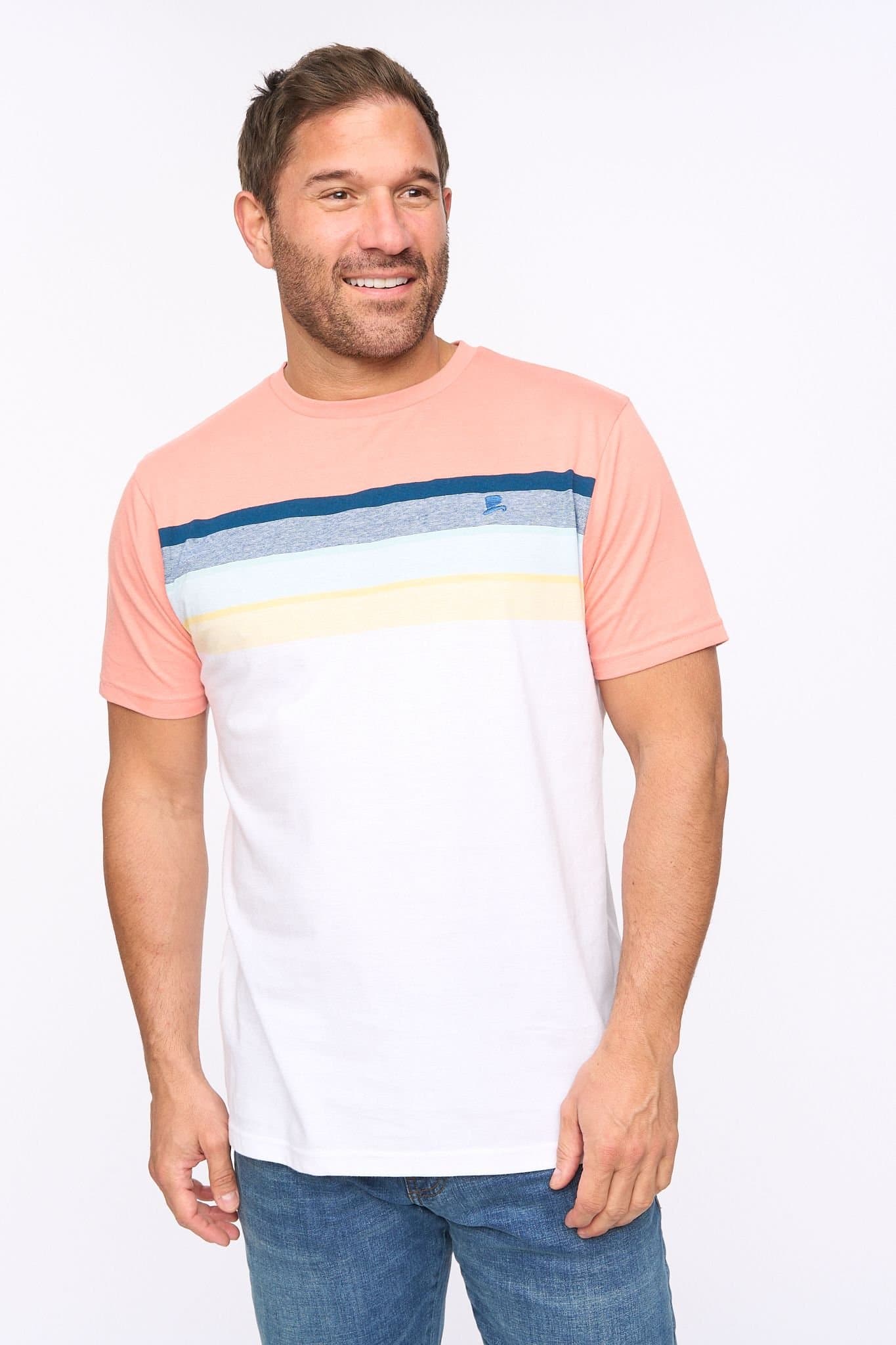 Bewley&Ritch Bewley&Ritch Men's Fenshaw 100% Cotton Contrast Block Yarn-Dyed Stripe T-Shirt