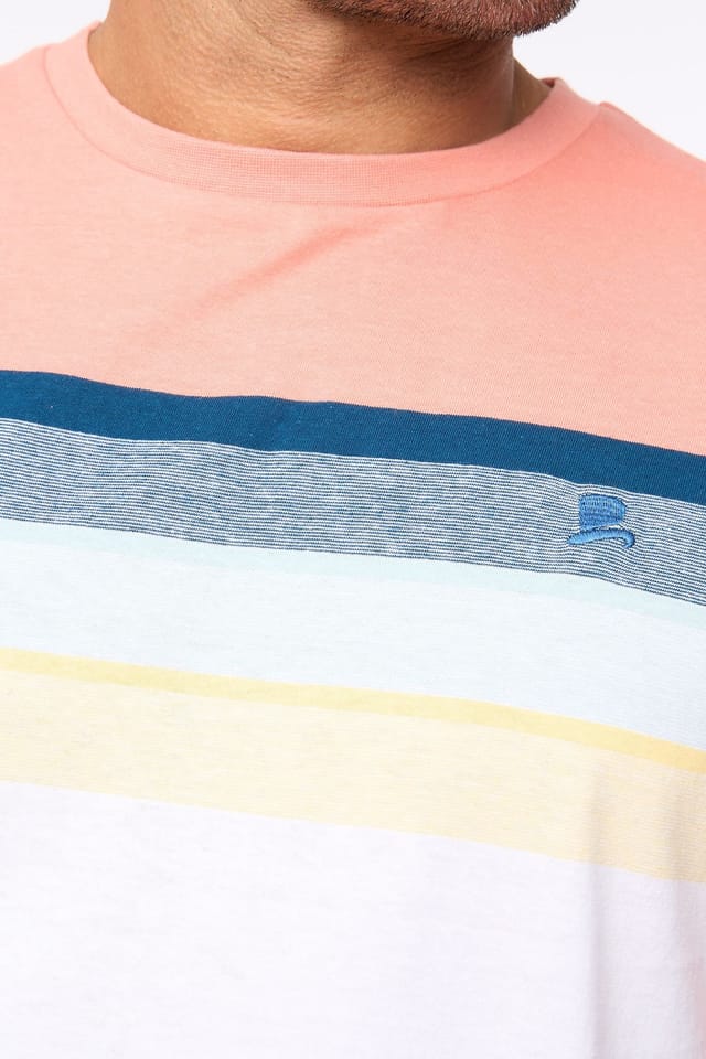 Bewley&Ritch Bewley&Ritch Men's Fenshaw 100% Cotton Contrast Block Yarn-Dyed Stripe T-Shirt - 2