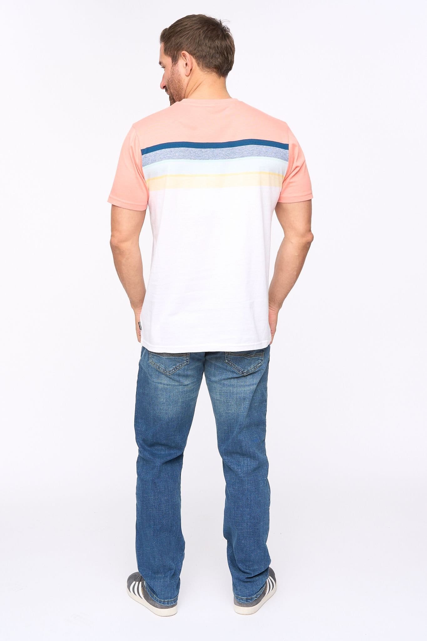 Bewley&Ritch Bewley&Ritch Men's Fenshaw 100% Cotton Contrast Block Yarn-Dyed Stripe T-Shirt - 4