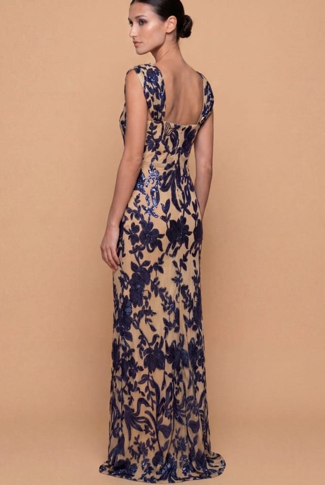 Little Mistress Little Mistress Women's Thomasine Navy Floral Gathered Maxi Dress - 2