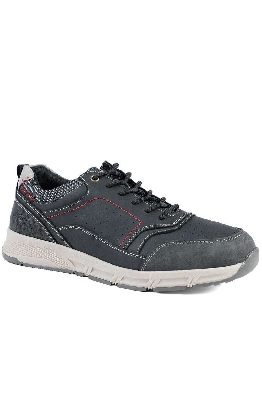 Pavers Pavers Men's Wide Fit Lace Up Shoes With Grip Sole in Dark Grey