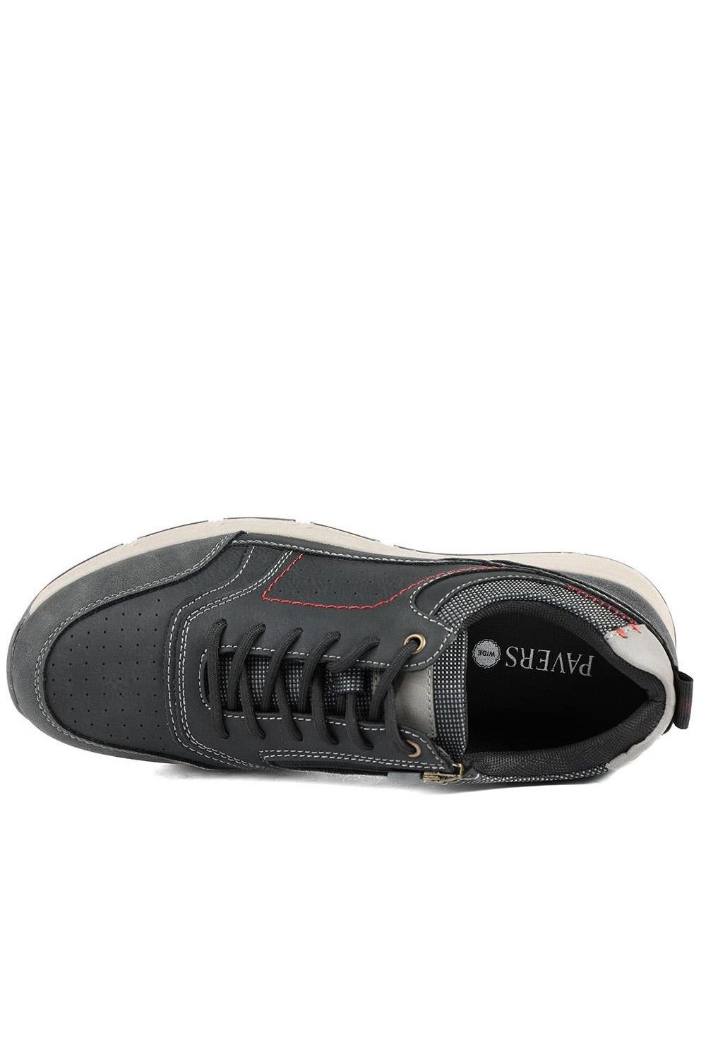 Pavers Pavers Men's Wide Fit Lace Up Shoes With Grip Sole in Dark Grey - 4