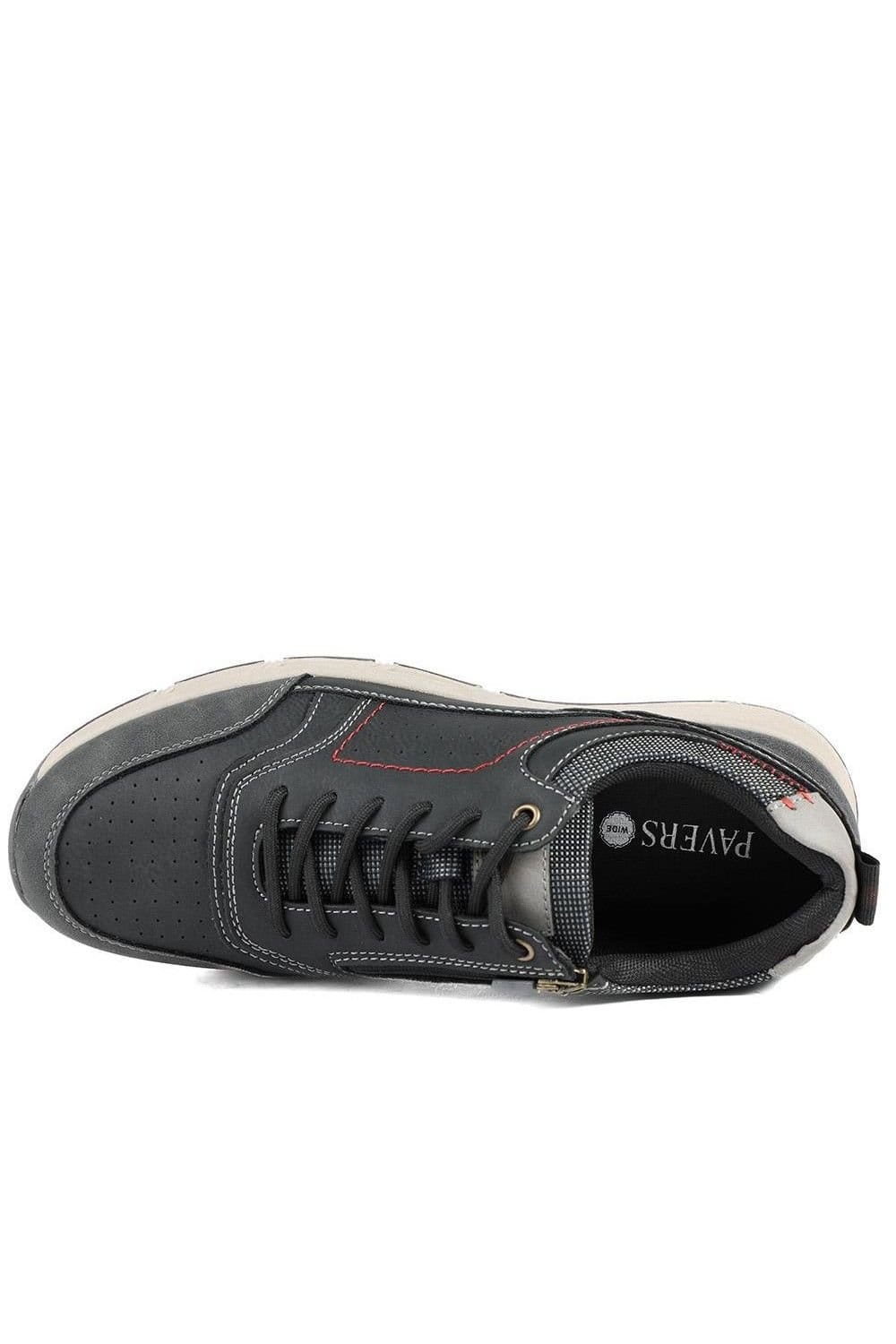 Pavers Pavers Men's Wide Fit Lace Up Shoes With Grip Sole in Dark Grey - 4