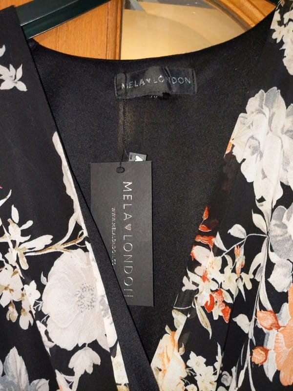 Mela London Black Floral Midi Dress with Split