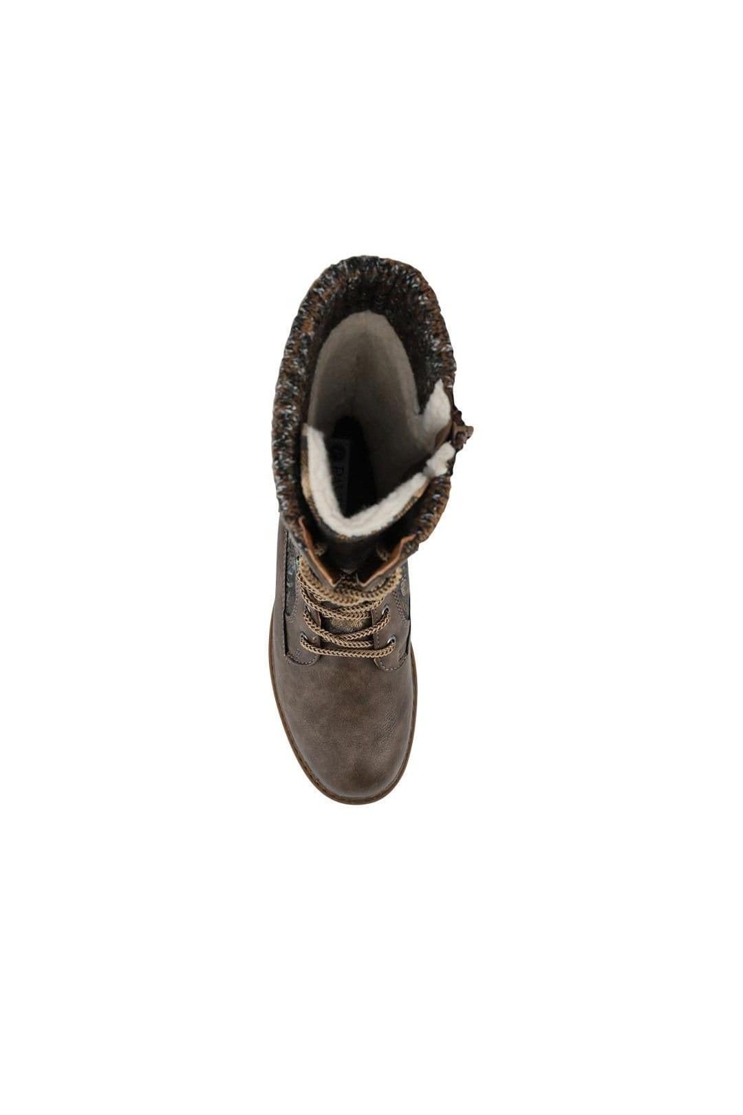 Pavers Pavers Women's Tall Lace Up Boots With Knitted Ankle Cuff in Taupe - 4