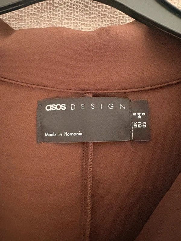 ASOS Design Brown Cropped Blazer with Padded Shoulders