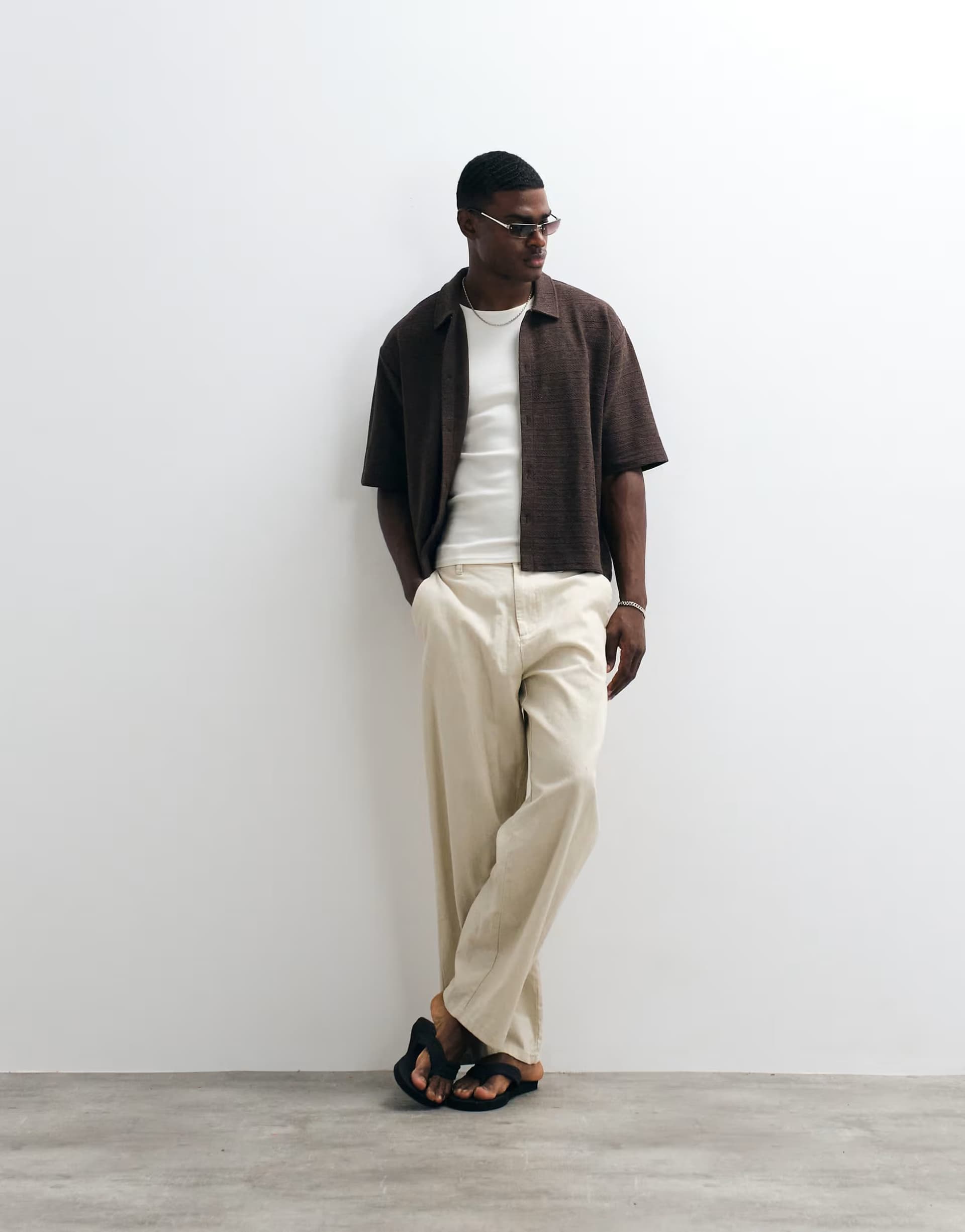 ASOS Reclaimed Vintage Brown Crochet Shirt