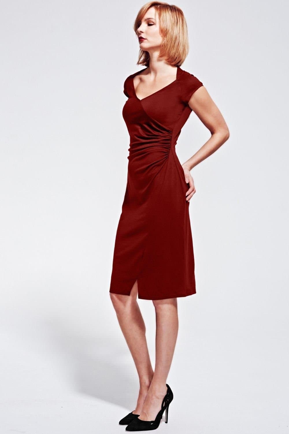 Hot Squash Hot Squash Women's Raglan Sleeve Side Ruched Dress in Red