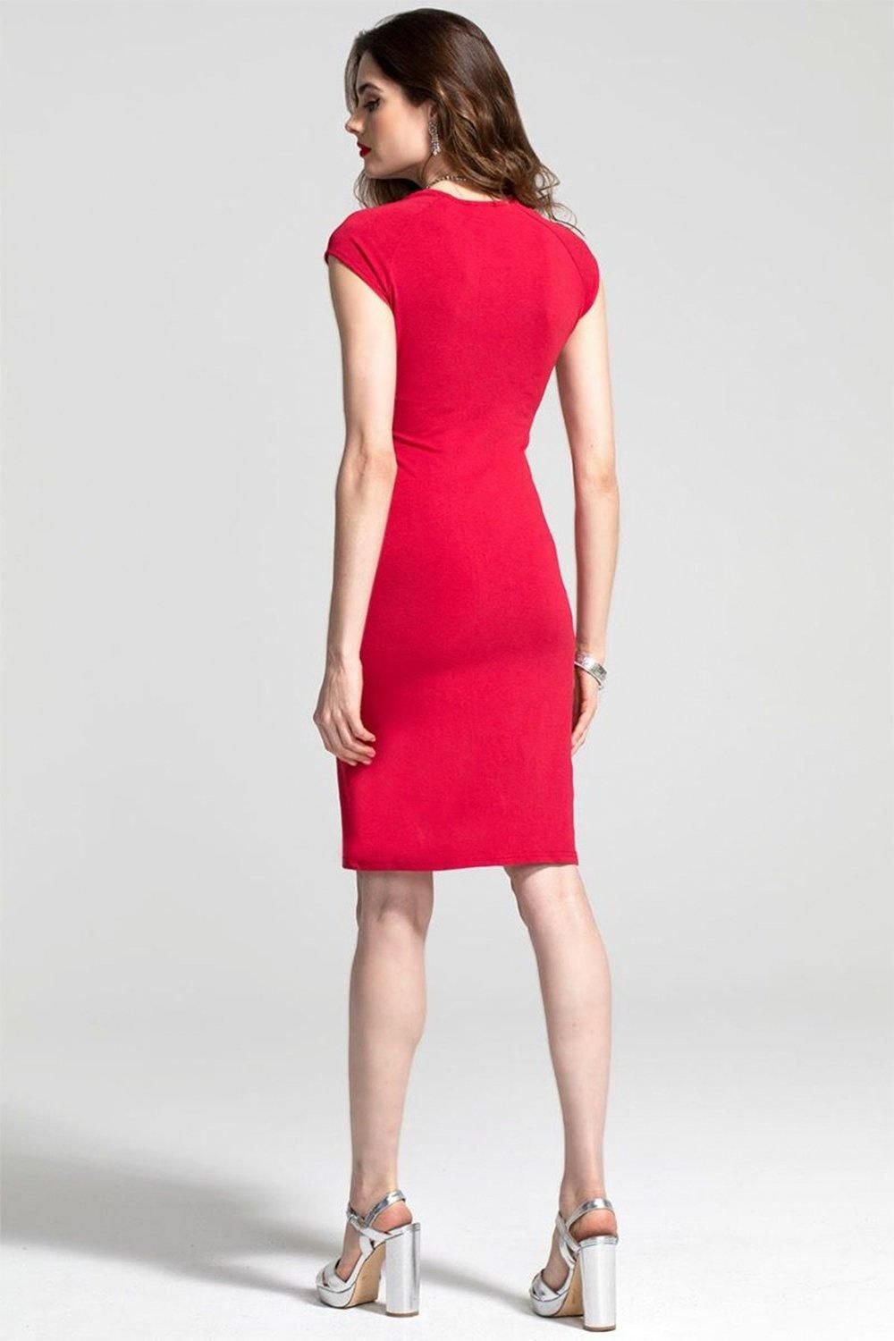 Hot Squash Hot Squash Women's Raglan Sleeve Side Ruched Dress in Red - 3