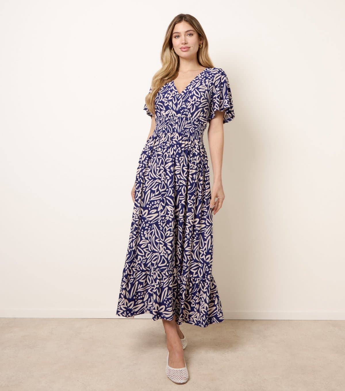 Blue Vanilla Women's Blue Wrap Front Midi Dress Blue Vanilla New Look