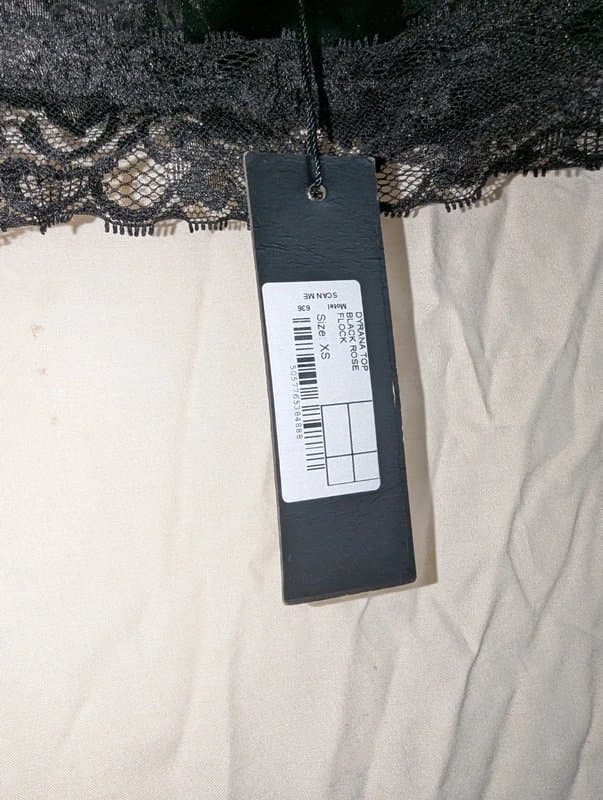 Motel Brand new with tags archive deadstock gothcore Motel lace black satin bralet crop