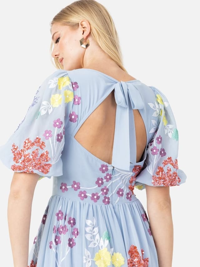 Maya Deluxe Maya Deluxe Women's Open Back Floral Maxi Dress in Blue - 2