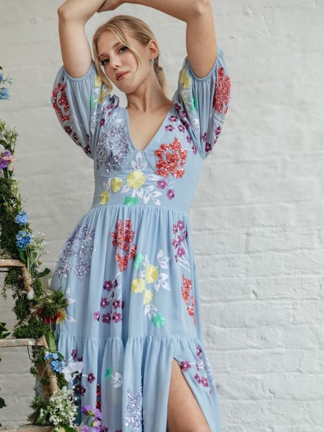Maya Deluxe Maya Deluxe Women's Open Back Floral Maxi Dress in Blue - 3