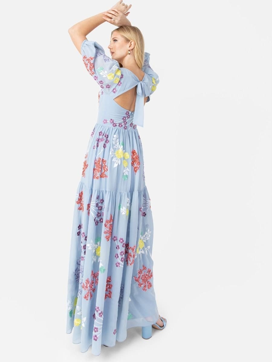 Maya Deluxe Maya Deluxe Women's Open Back Floral Maxi Dress in Blue - 4