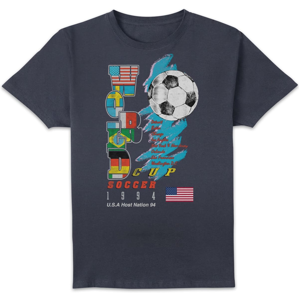 Toffs Football Toffs Football Men's World Cup USA 94 Retro Football T-Shirt - Navy - 1