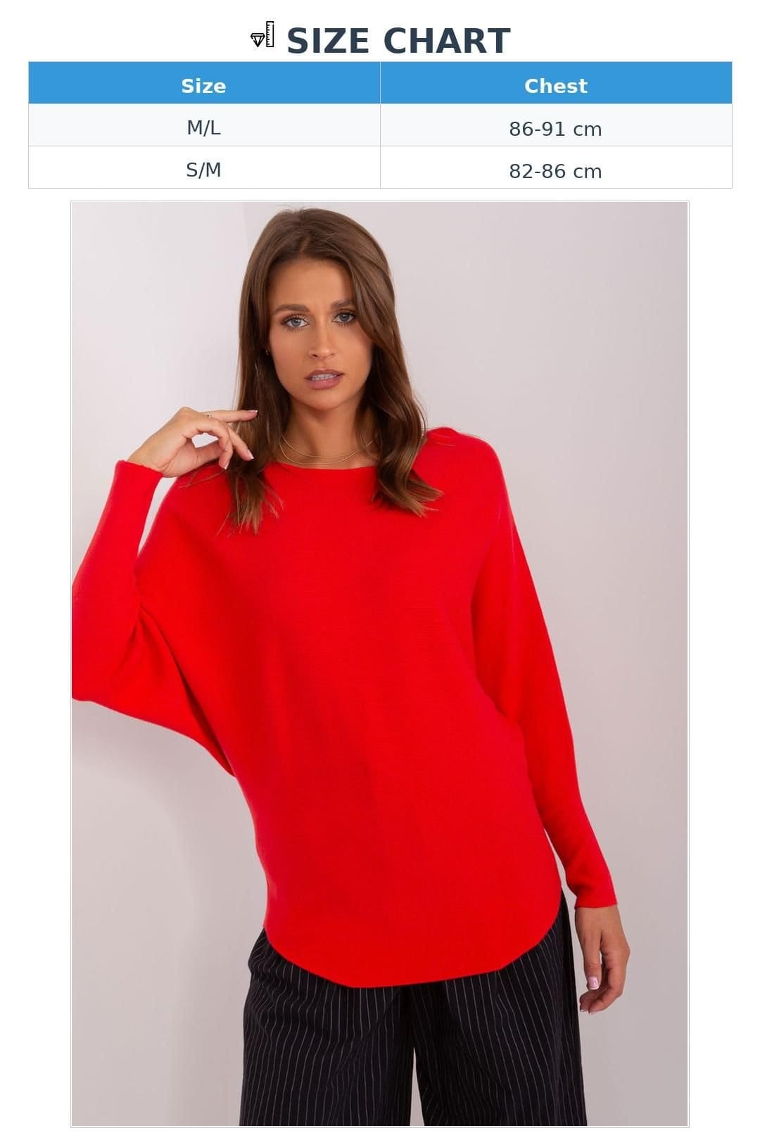 Love Lace Love Lace Women's Viscose Batwing Sweater Round Neck Relaxed Fit in Red - 4