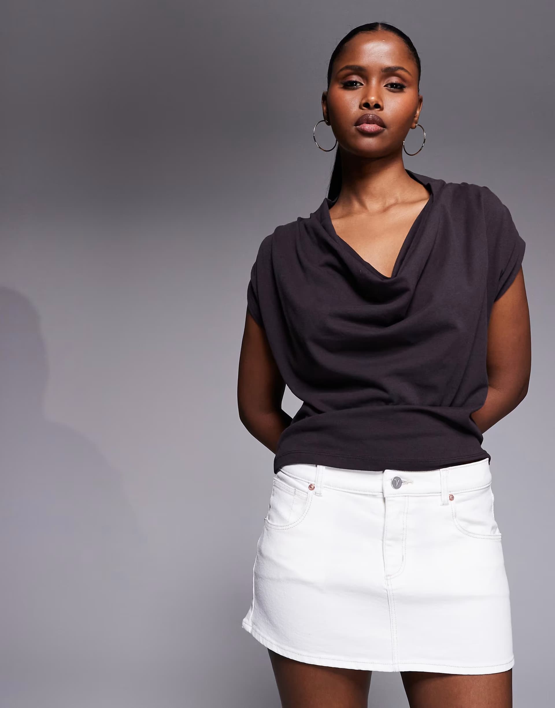 ASOS Abrand mid rise denim mini skirt in white