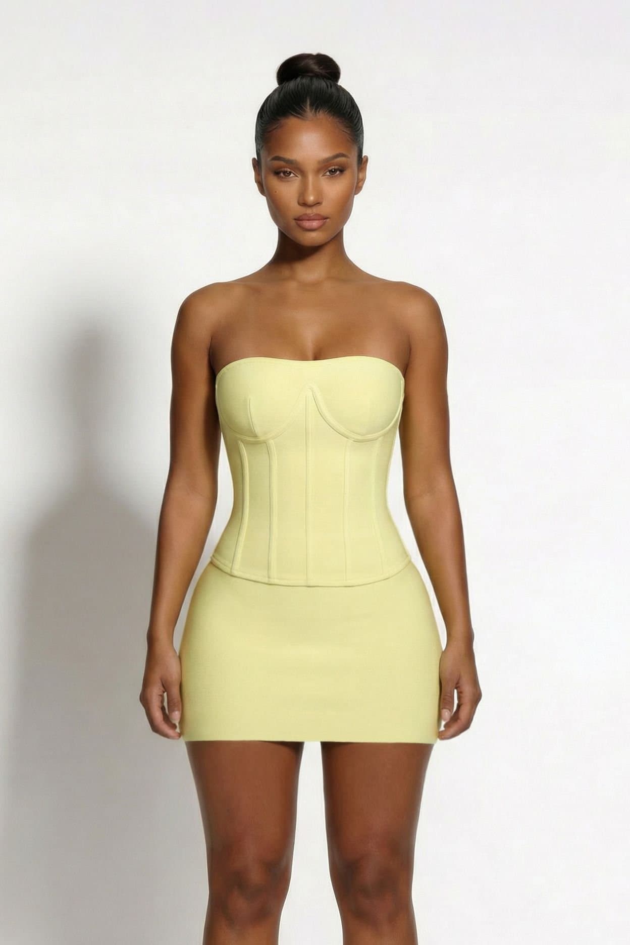 LEMONLUNAR LEMONLUNAR Women's The Inara Sculpt Bandage Corset Top, Yellow