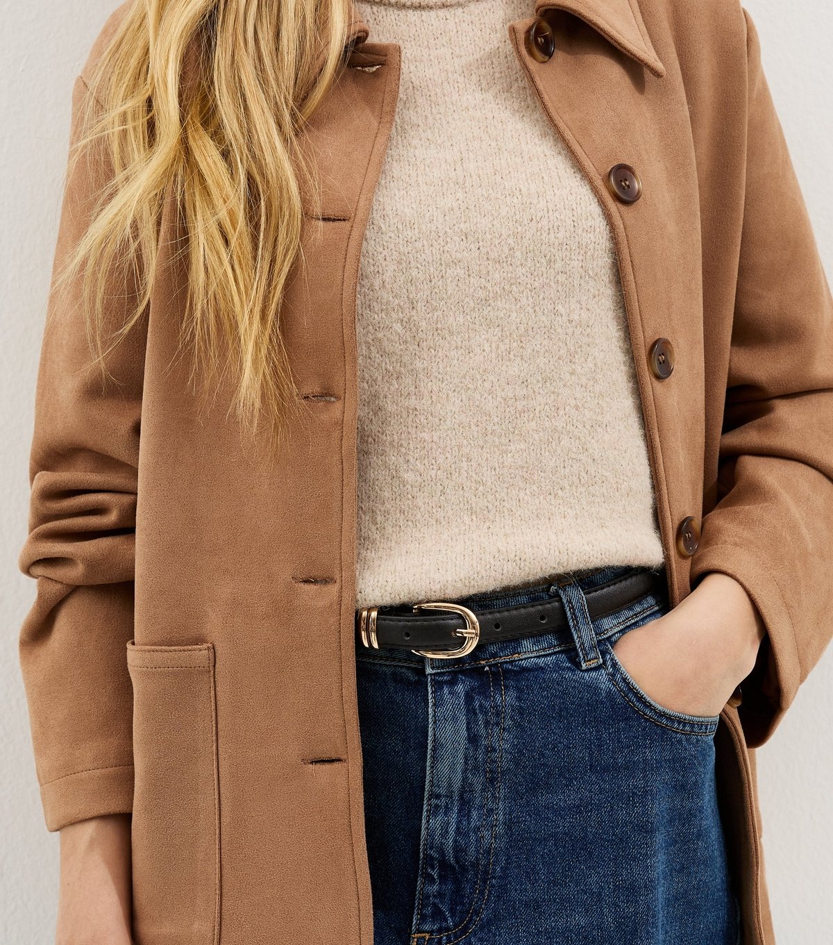 New Look Black Faux Leather Skinny Belt New Look - 2