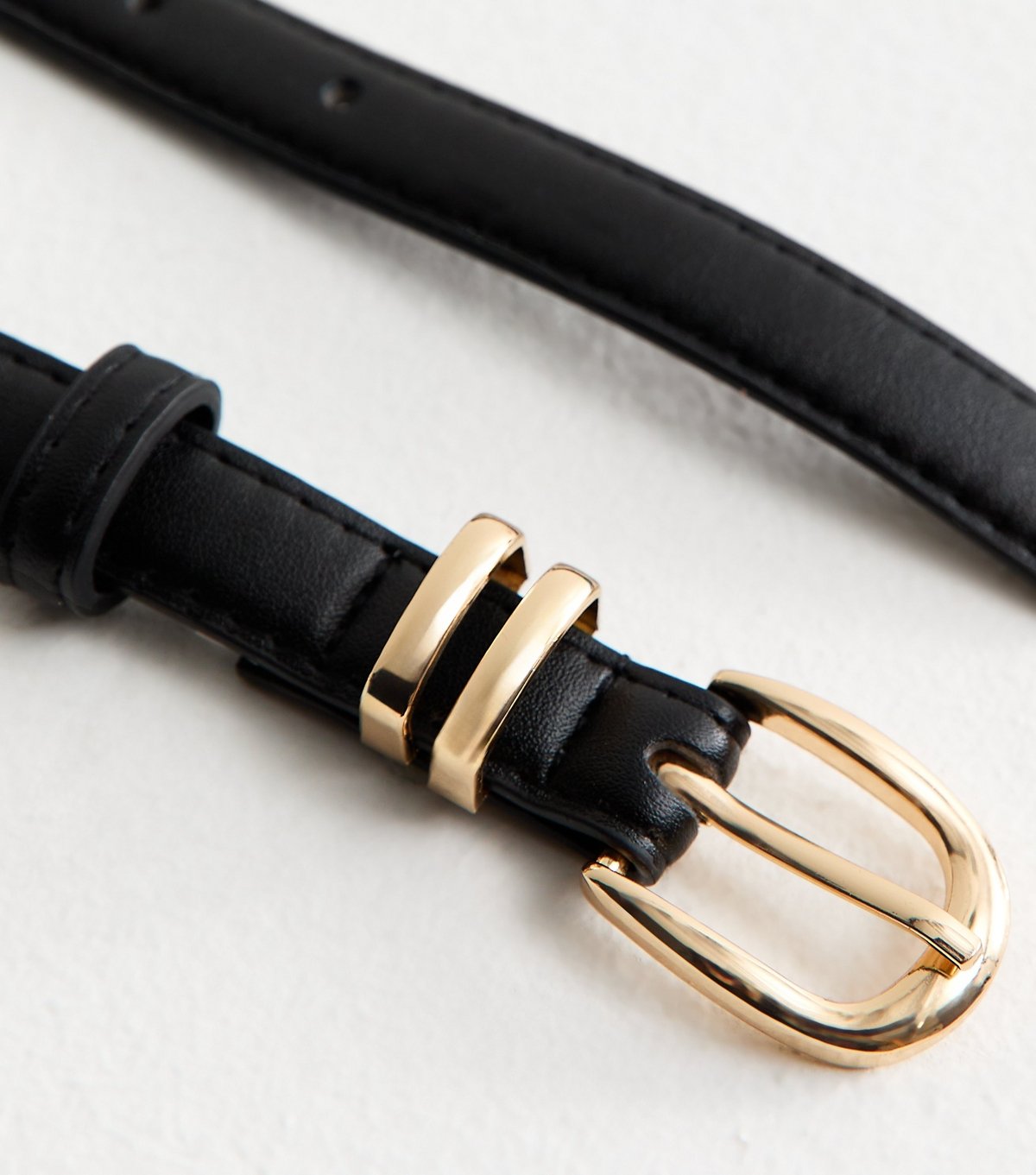 New Look Black Faux Leather Skinny Belt New Look - 3