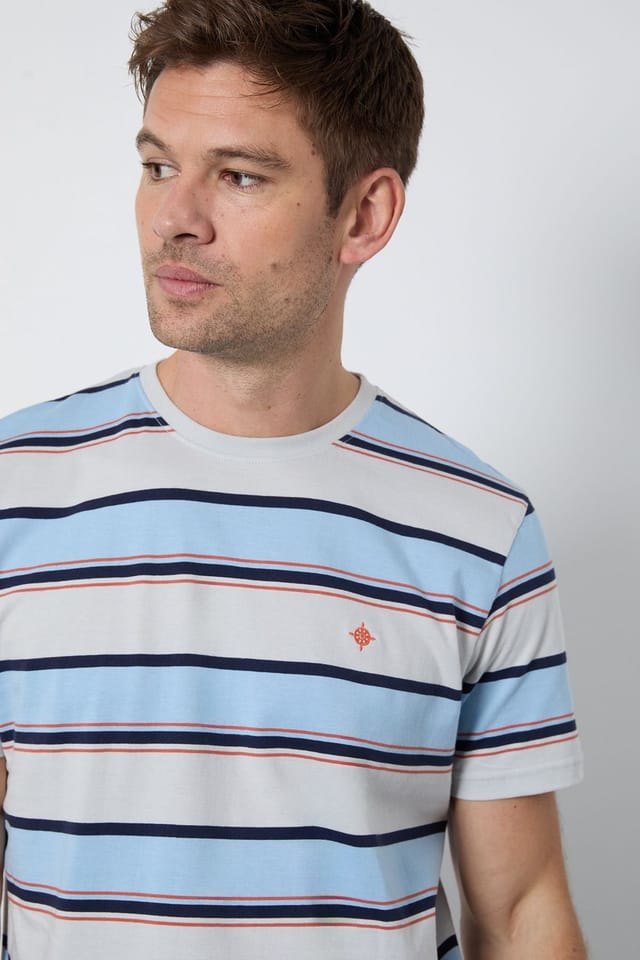 Maine Maine Men's Light Blue Multi Stripe T-shirt - 2