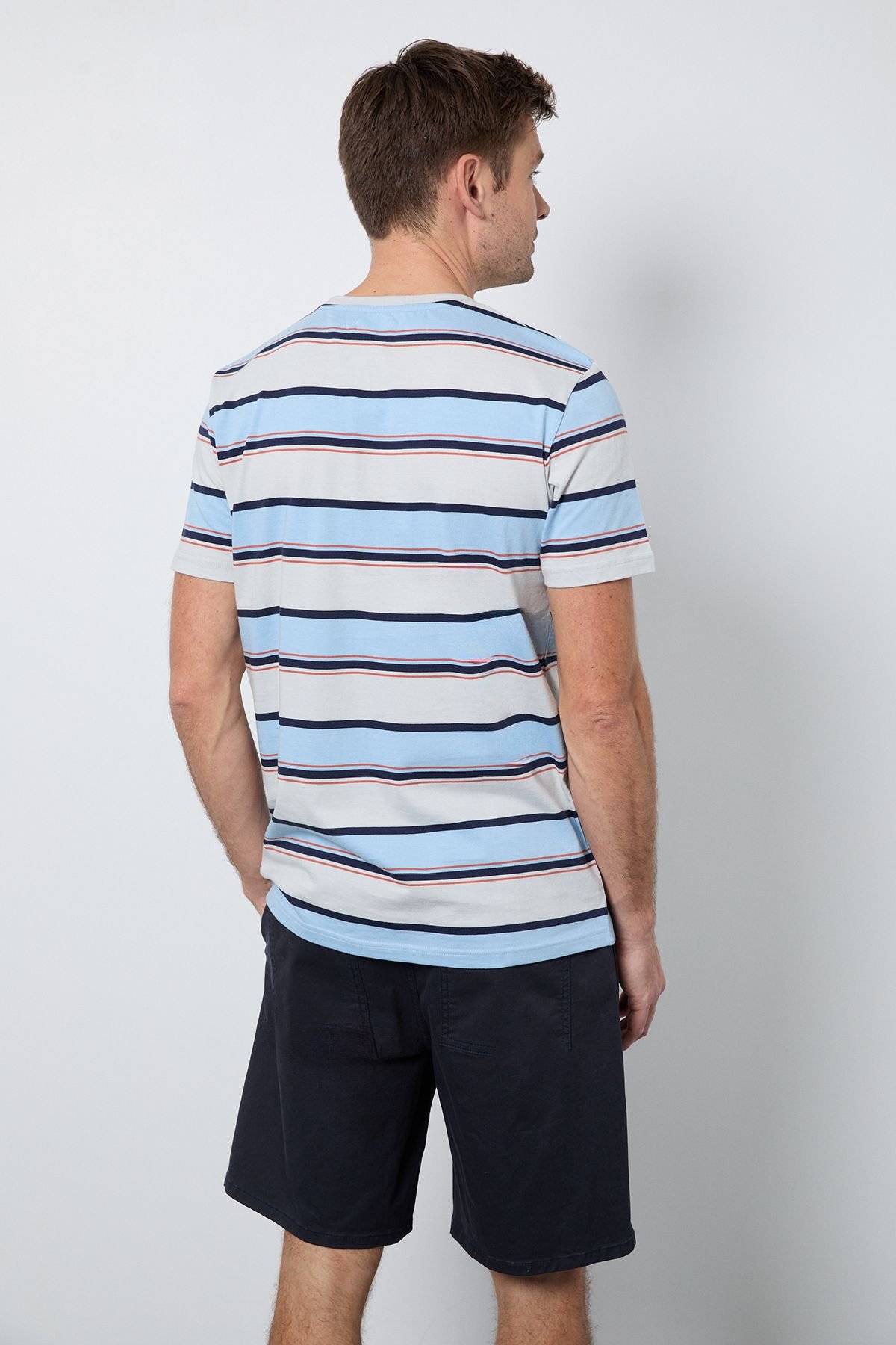 Maine Maine Men's Light Blue Multi Stripe T-shirt - 3
